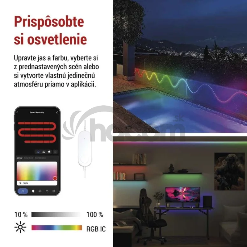 GoSmart Flexibilný LED pásik NEON biely, 3 m, 23 W, RGBIC stmievateľný, WiFi