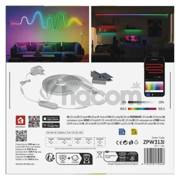 GoSmart Flexibilný LED pásik NEON biely, 3 m, 23 W, RGBIC stmievateľný, WiFi