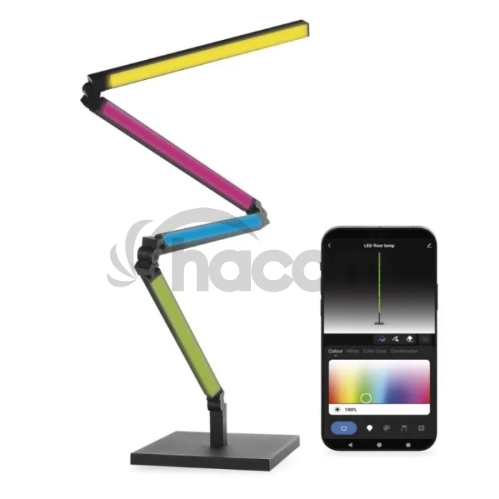 GoSmart LED stojaca lampa, čierna, 175 cm, teplá biela / RGBIC WiFi