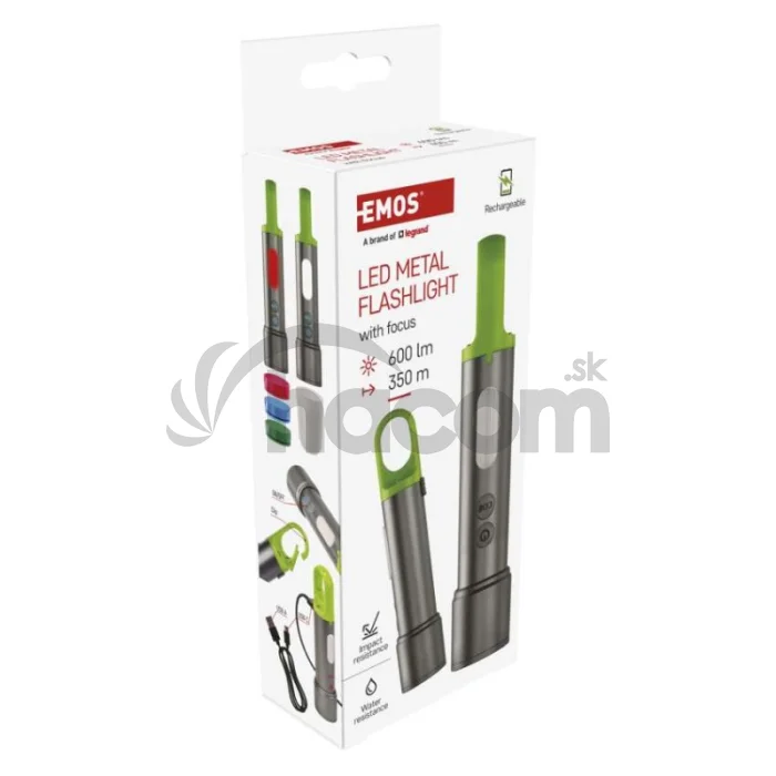 LED nabíjacie ručné kovové svietidlo, 600 lm, 1 200 mAh