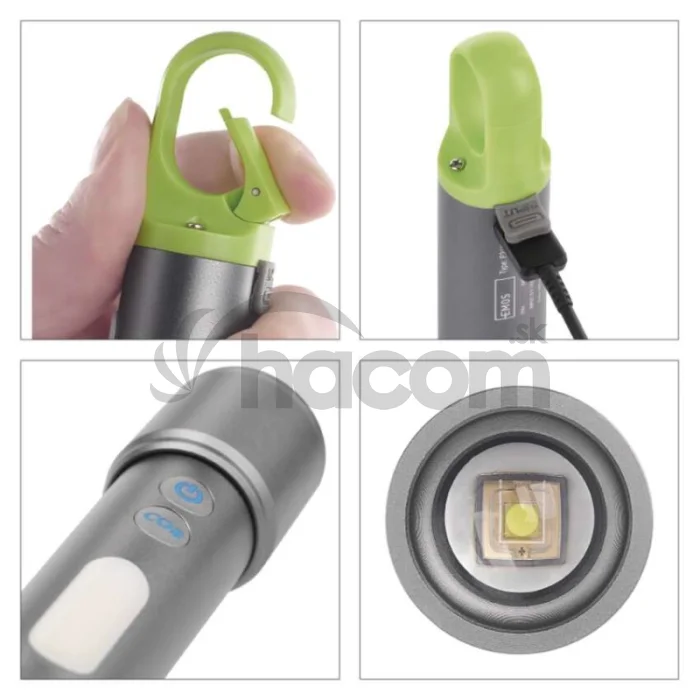 LED nabíjacie ručné kovové svietidlo, 600 lm, 1 200 mAh
