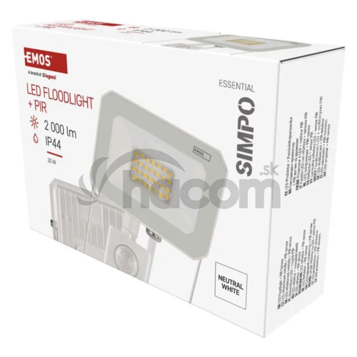 LED reflektor SIMPO, 20W, PIR, neutrálna biela