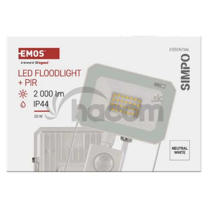 LED reflektor SIMPO, 20W, PIR, neutrálna biela