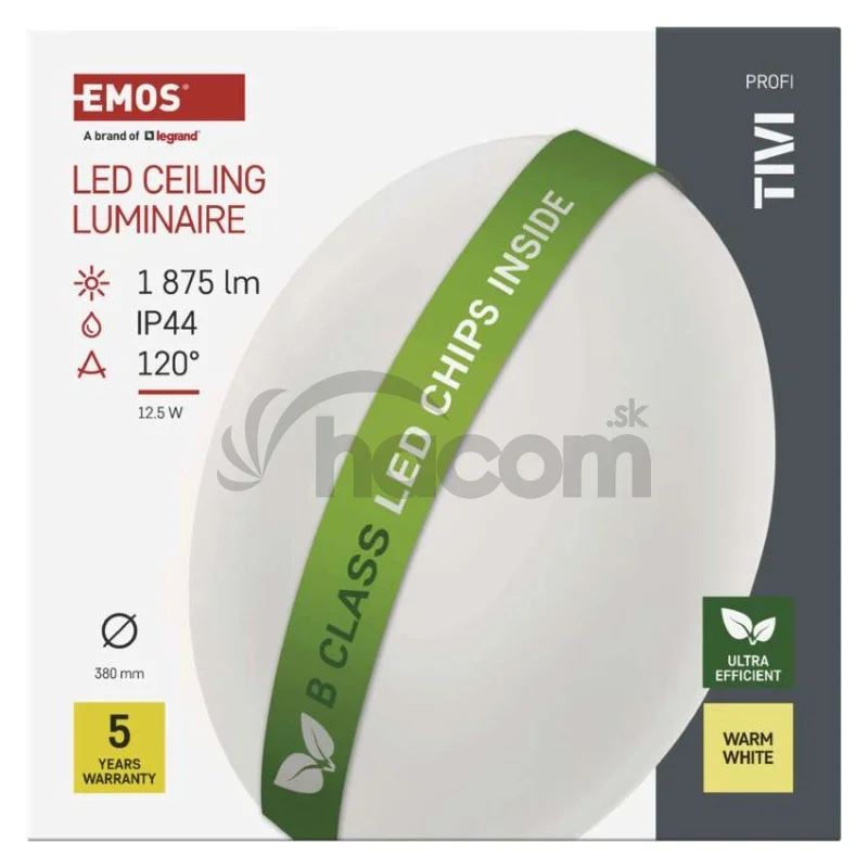 LED stropné svietidlo TIVI, B CLASS, okrúhle biele 12,5W, IP44, Teplá biela