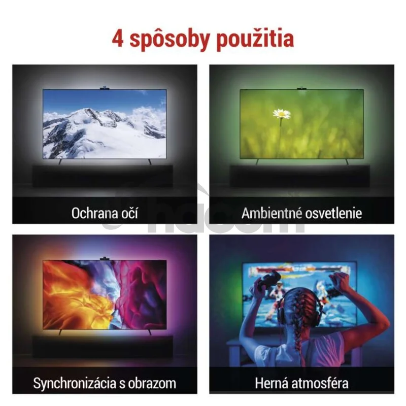 GoSmart Ambientné LED RGB osvetlenie za TV 55“ (139 cm)