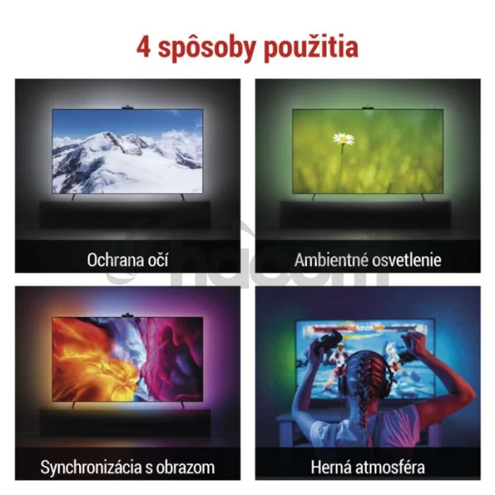 GoSmart Ambientné LED RGB osvetlenie za TV 55“ (139 cm)