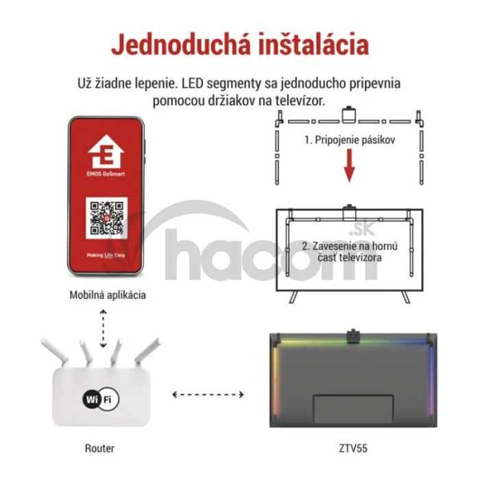 GoSmart Ambientné LED RGB osvetlenie za TV 55“ (139 cm)