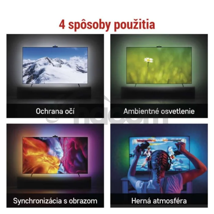 GoSmart Ambientné LED RGB osvetlenie za TV 75“ (189 cm)