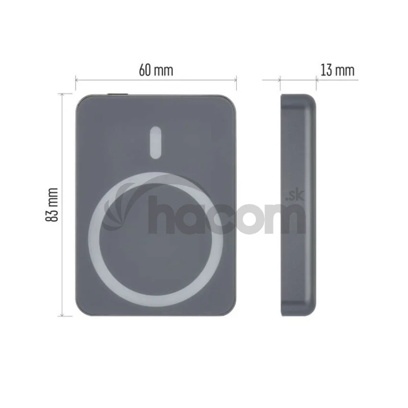 Power bank EMOS WI 522, 5 000 mAh, 20 W+Wireless, šedá
