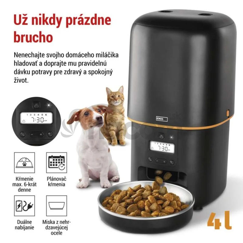 Dávkovač krmiva Pet Care, 4 l, čierny