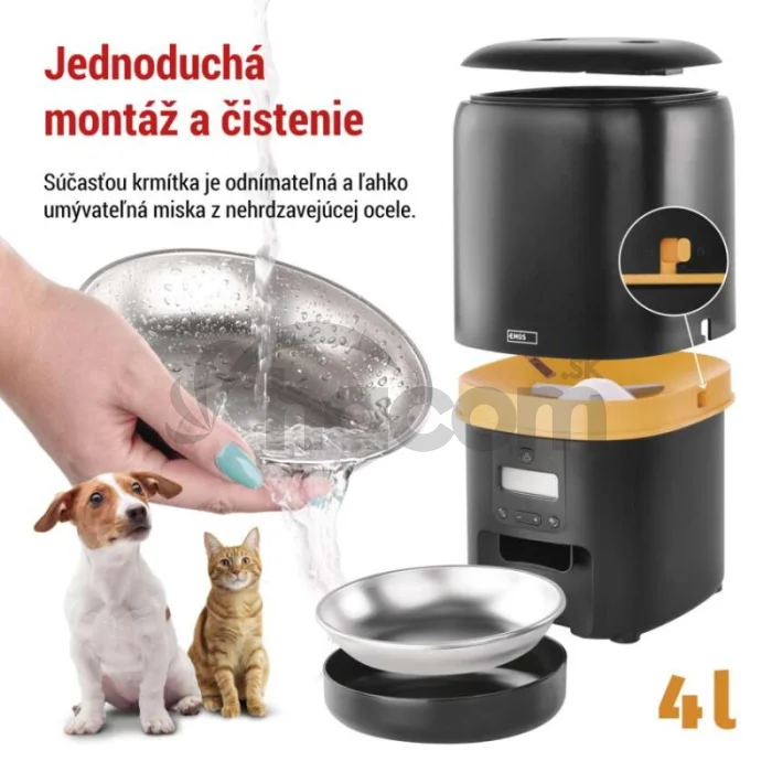 Dávkovač krmiva Pet Care, 4 l, čierny