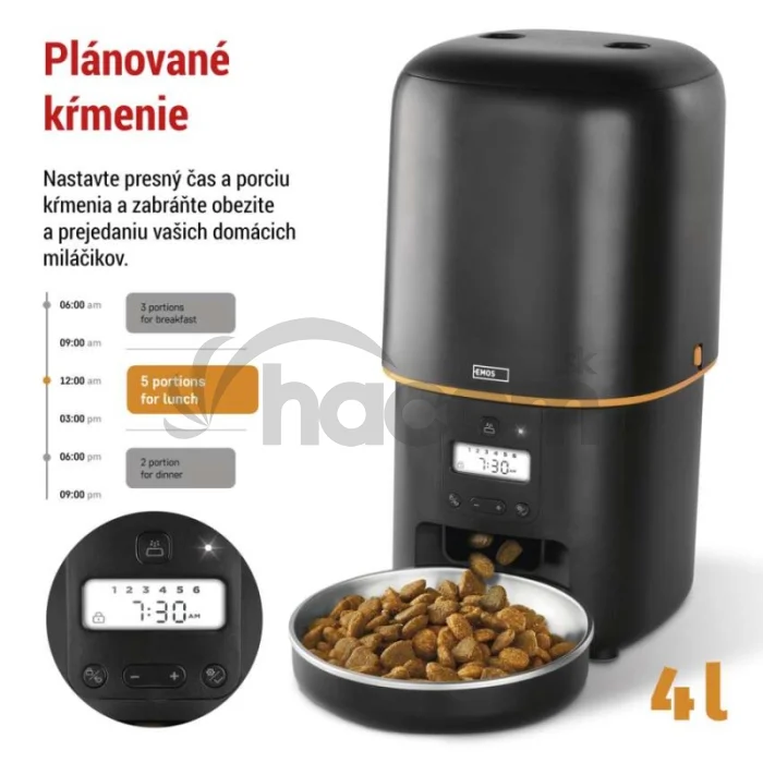 Dávkovač krmiva Pet Care, 4 l, čierny