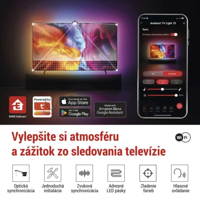 GoSmart Ambientné LED RGB osvetlenie za TV 65“ (164 cm)