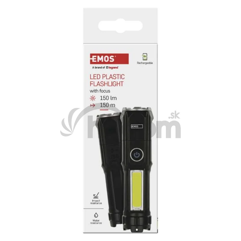 Dobíjacia plastová baterka LED P3214, 150 lm