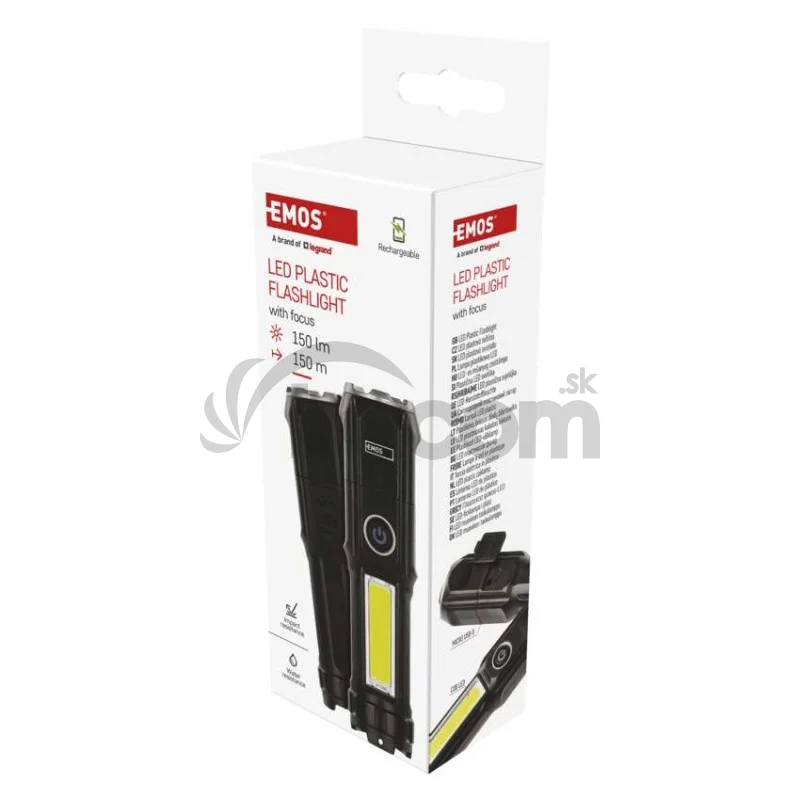 Dobíjacia plastová baterka LED P3214, 150 lm