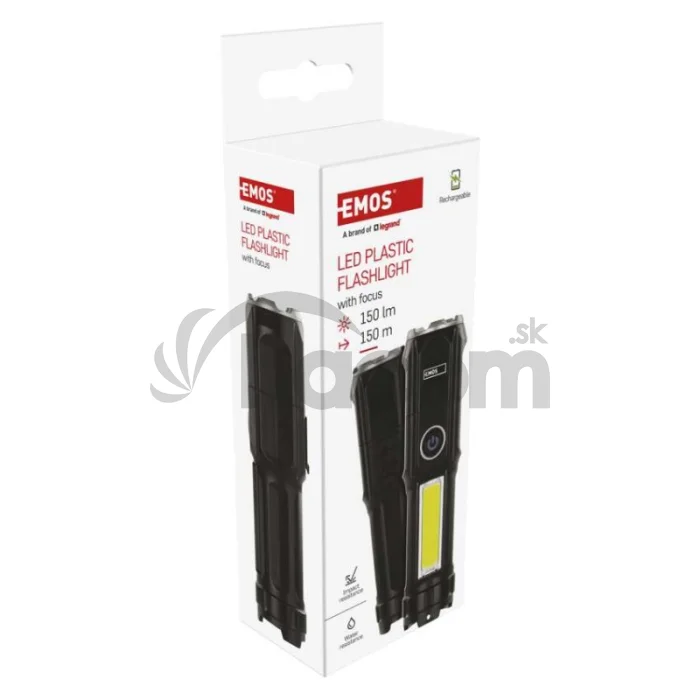 Dobíjacia plastová baterka LED P3214, 150 lm