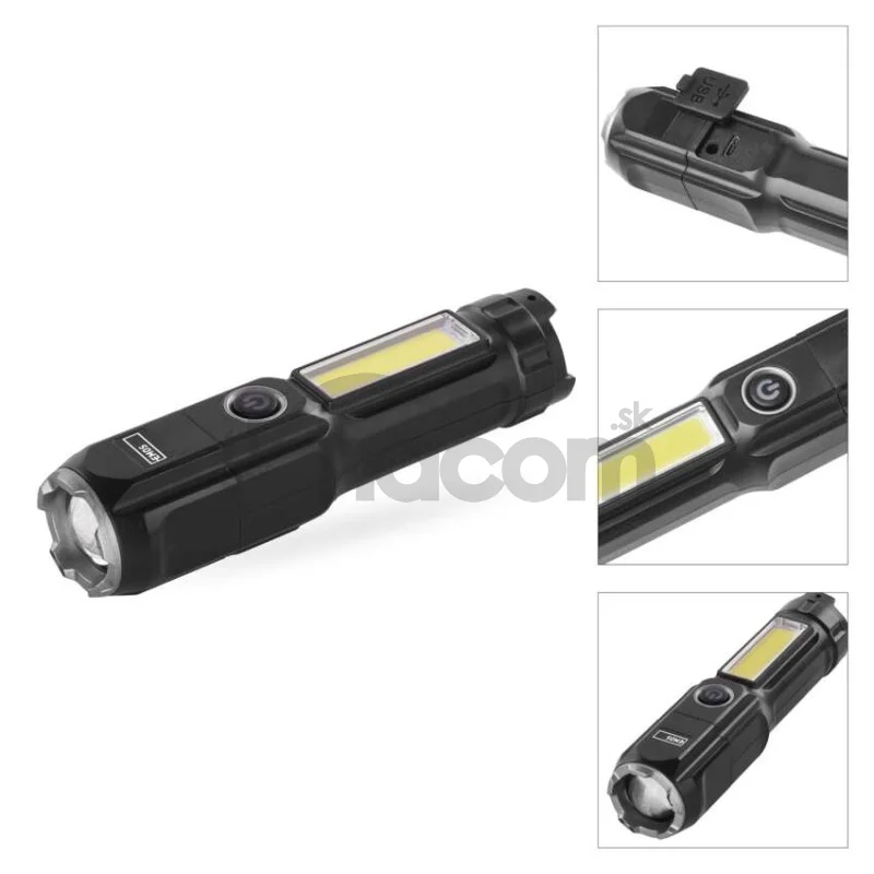 Dobíjacia plastová baterka LED P3214, 150 lm