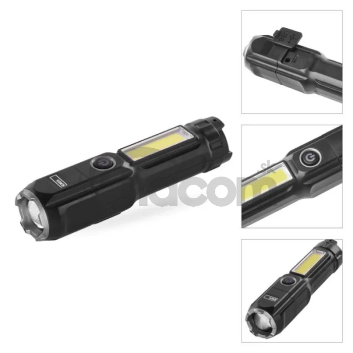 Dobíjacia plastová baterka LED P3214, 150 lm