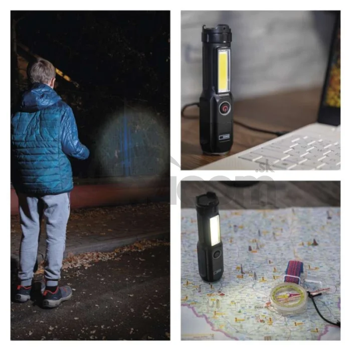 Dobíjacia plastová baterka LED P3214, 150 lm