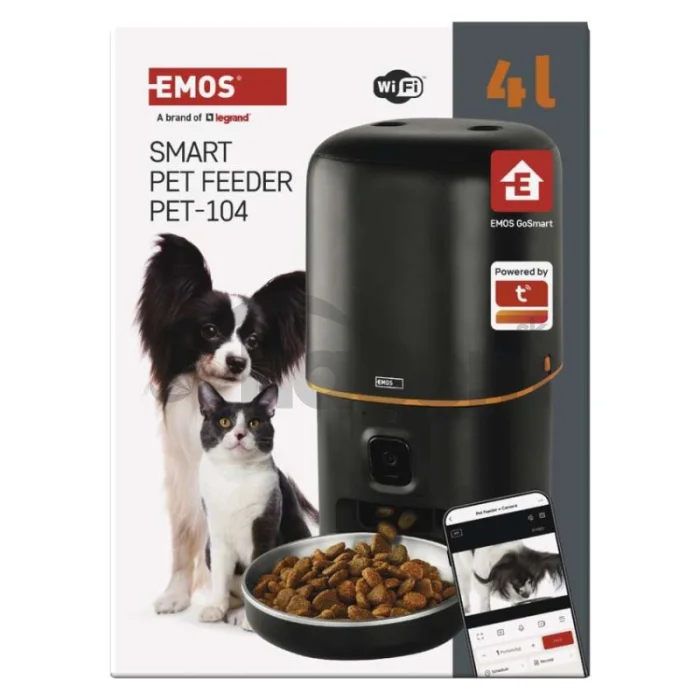 GoSmart dávkovač krmiva Pet Care s kamerou, 4 l, čierny, Wi-Fi