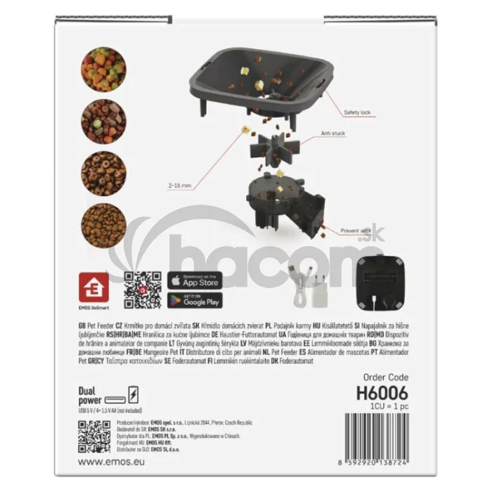 GoSmart dávkovač krmiva Pet Care s kamerou, 6 l, čierny, Wi-Fi