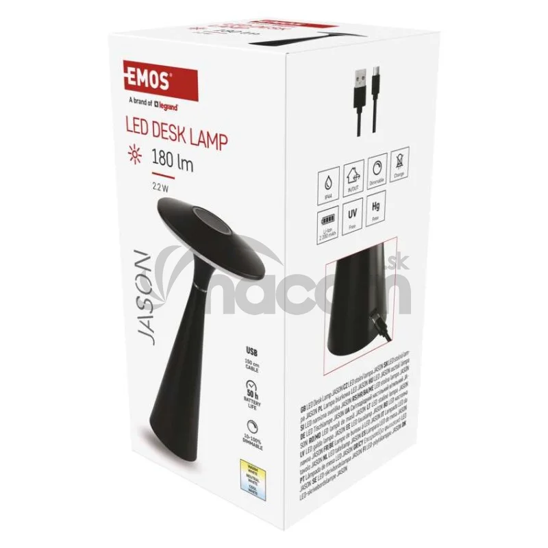 LED stolná lampa JASON, dobíjacia