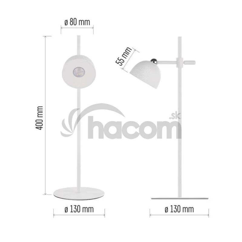 LED stolná lampa SOPHIE, dobíjacia, biela