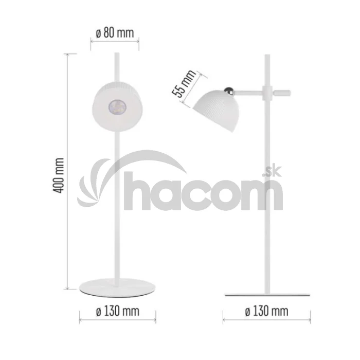 LED stolná lampa SOPHIE, dobíjacia, biela