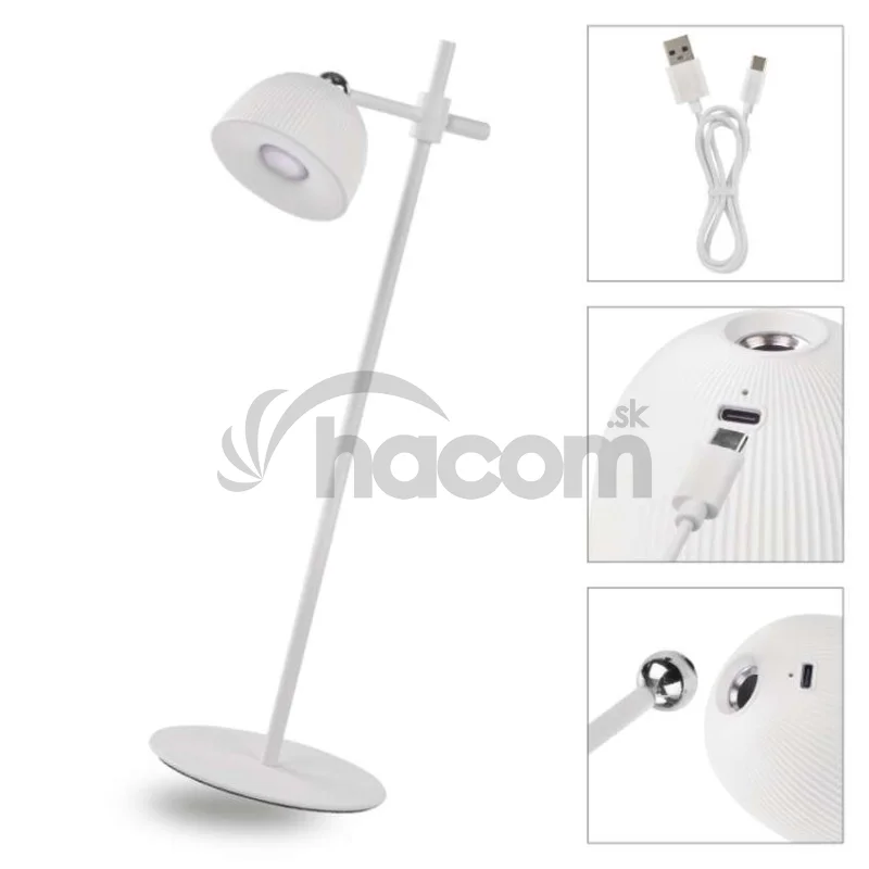 LED stolná lampa SOPHIE, dobíjacia, biela