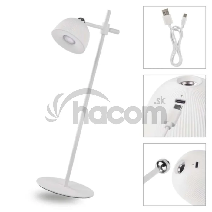 LED stolná lampa SOPHIE, dobíjacia, biela