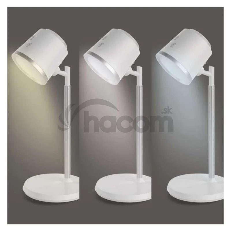 LED stolná lampa ABBIE, dobíjacia, biela