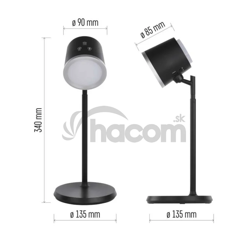 LED stolná lampa ABBIE, dobíjacia, čierna