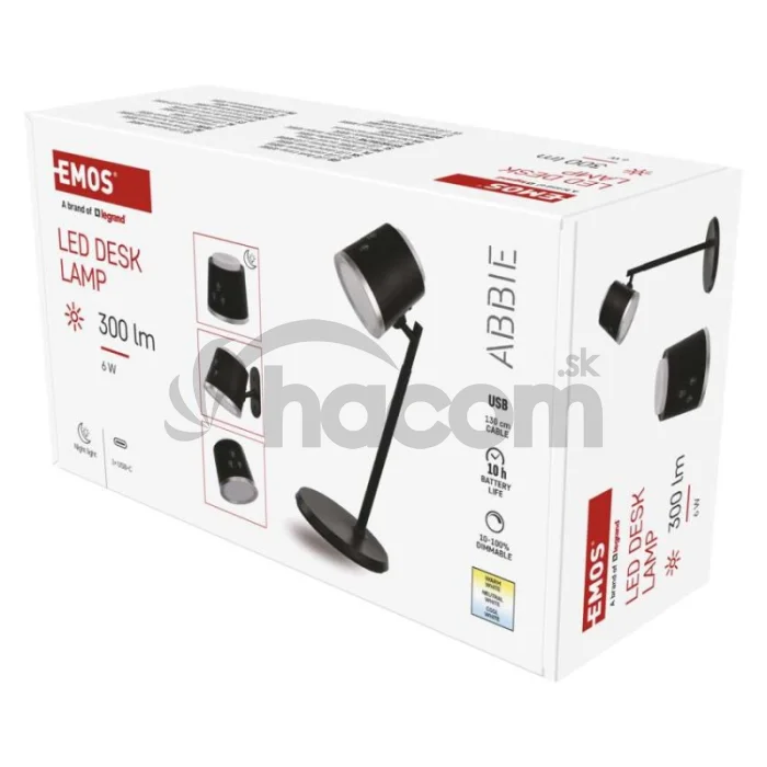 LED stolná lampa ABBIE, dobíjacia, čierna