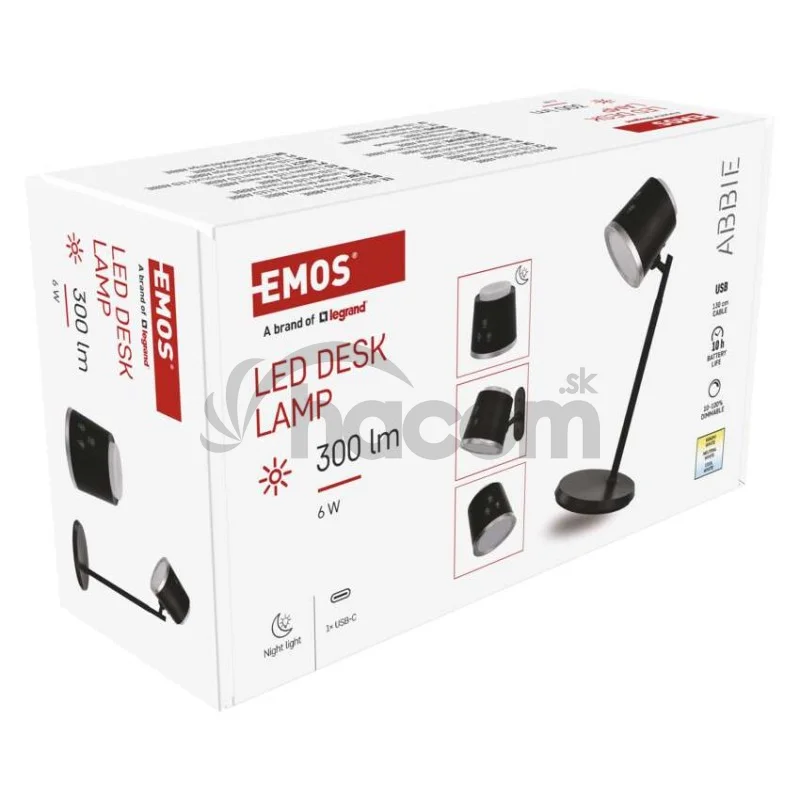 LED stolná lampa ABBIE, dobíjacia, čierna