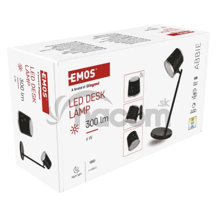 LED stolná lampa ABBIE, dobíjacia, čierna