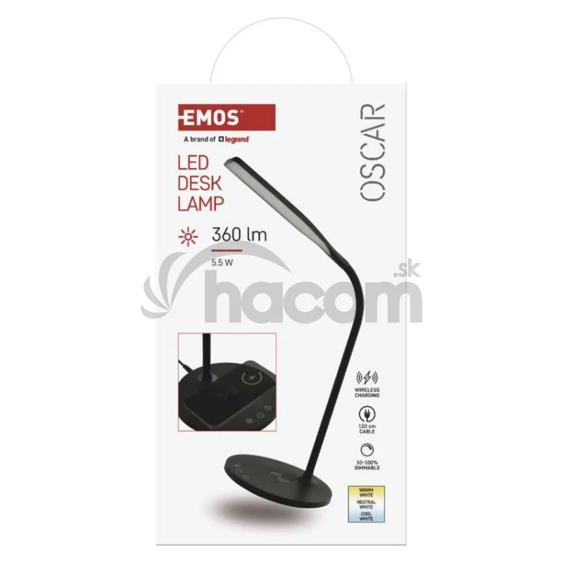 LED stolná lampa OSCAR, čierna