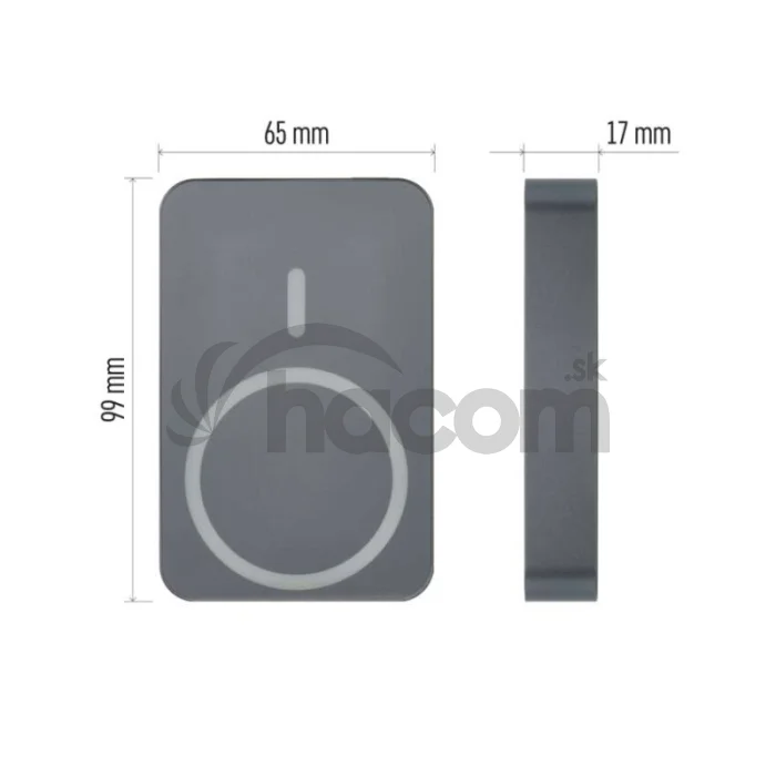 Power bank EMOS WI 1046, 10 000 mAh, 20 W+Wireless, šedá