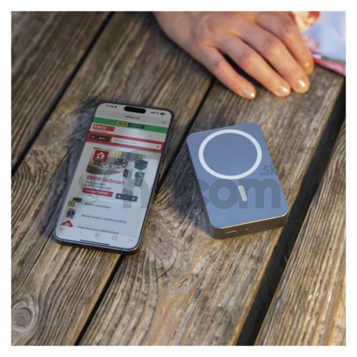 Power bank EMOS WI 1046, 10 000 mAh, 20 W+Wireless, šedá