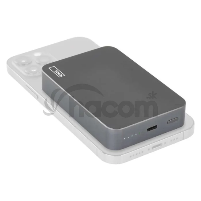 Power bank EMOS WI 1046, 10 000 mAh, 20 W+Wireless, šedá
