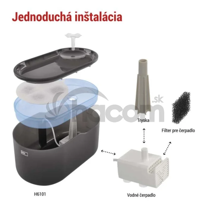 Vodná fontána Pet Care, 2,6 l, sivá