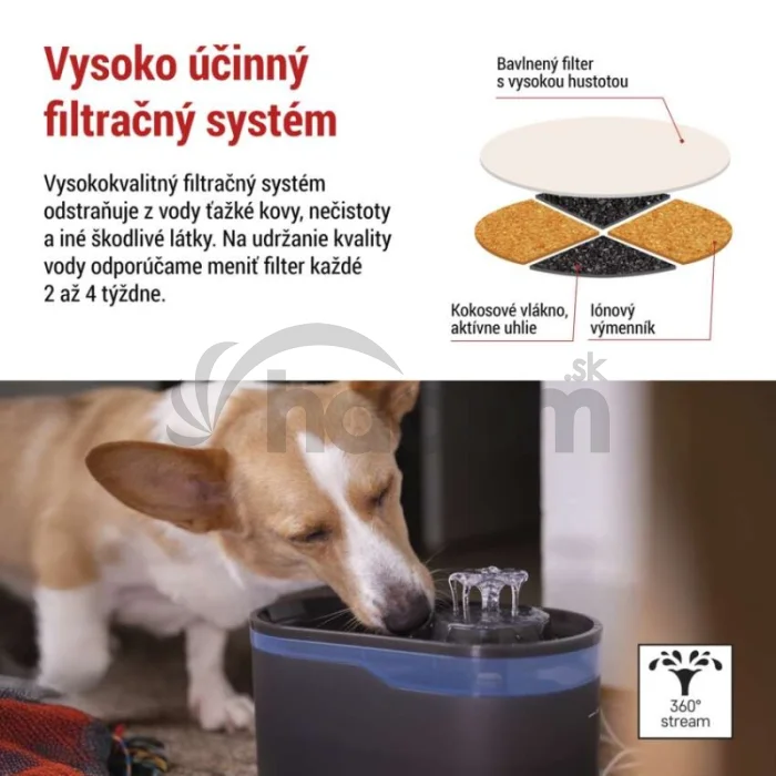 Vodná fontána Pet Care, 2,6 l, sivá