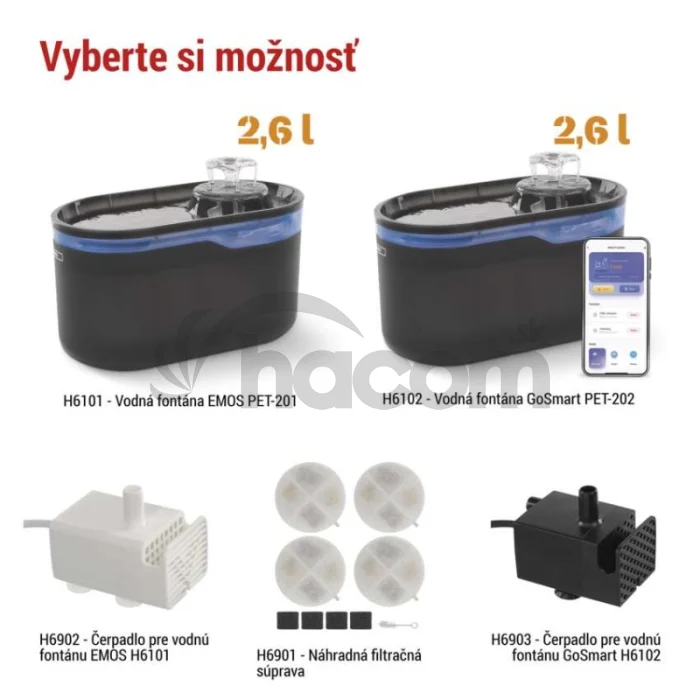 Vodná fontána Pet Care, 2,6 l, sivá