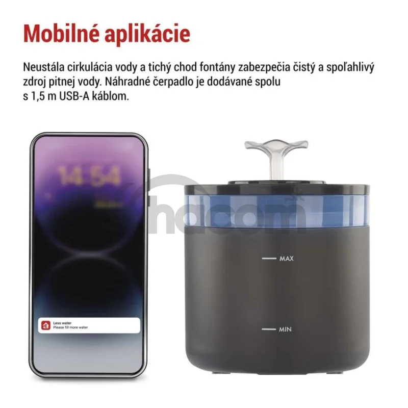 GoSmart vodná fontána Pet Care, 2,6 l, sivá, Wi-Fi