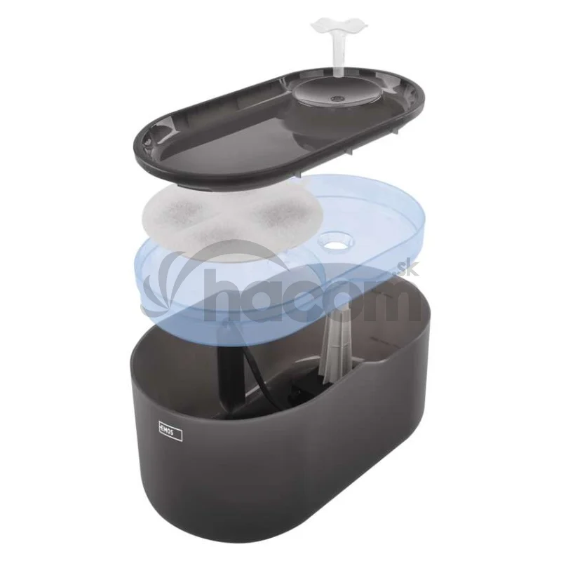 GoSmart vodná fontána Pet Care, 2,6 l, sivá, Wi-Fi