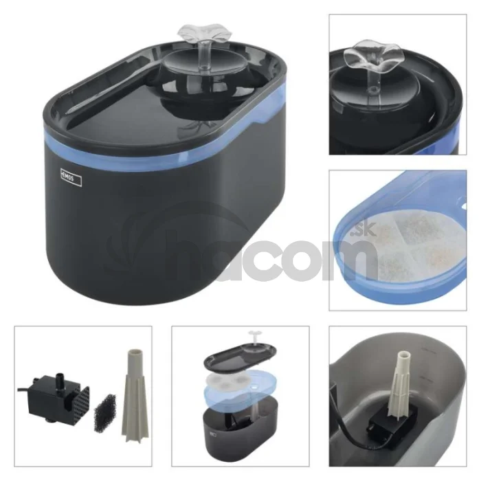 GoSmart vodná fontána Pet Care, 2,6 l, sivá, Wi-Fi