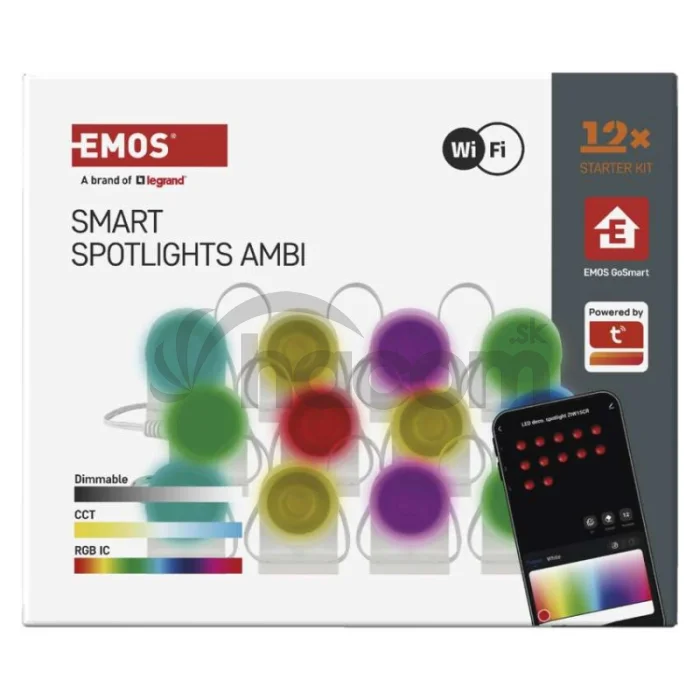GoSmart LED reflektor - 255 cm reťaz, 12 častí, 7 W, RGBIC+CCT, stmievateľný, WiFi