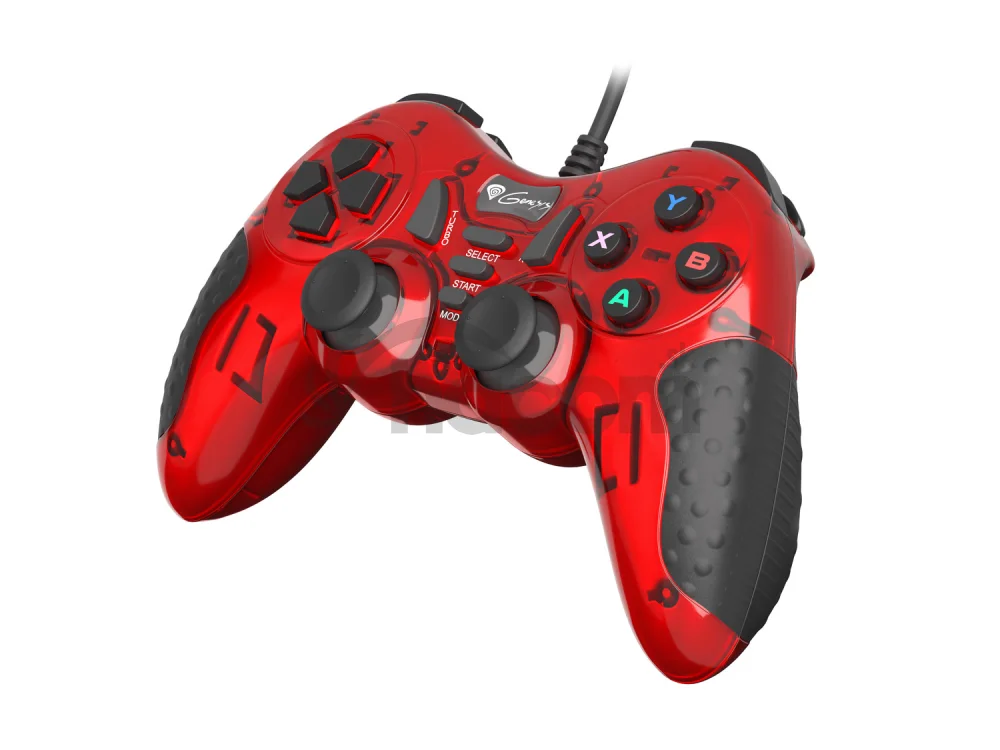 Drôtový gamepad Genesis MANGAN 200, pre PC, vibrácie, červený