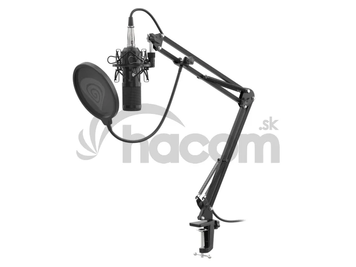 Streamovací mikrofón Genesis Radium 300, XLR, kardioidná polarizácia, ohybné rameno, pop-filter