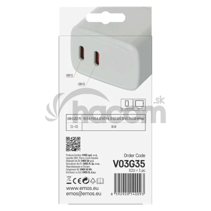Univerzálny USB adaptér GaN do siete PD 35 W max.