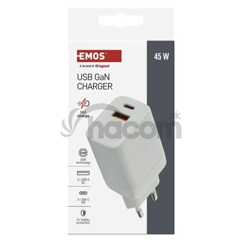 Univerzálny USB adaptér GaN do siete PD 45 W max.
